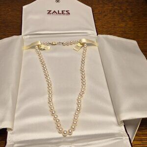 Zales Classic Pearl Necklace, 18", 14K clasp, NIB